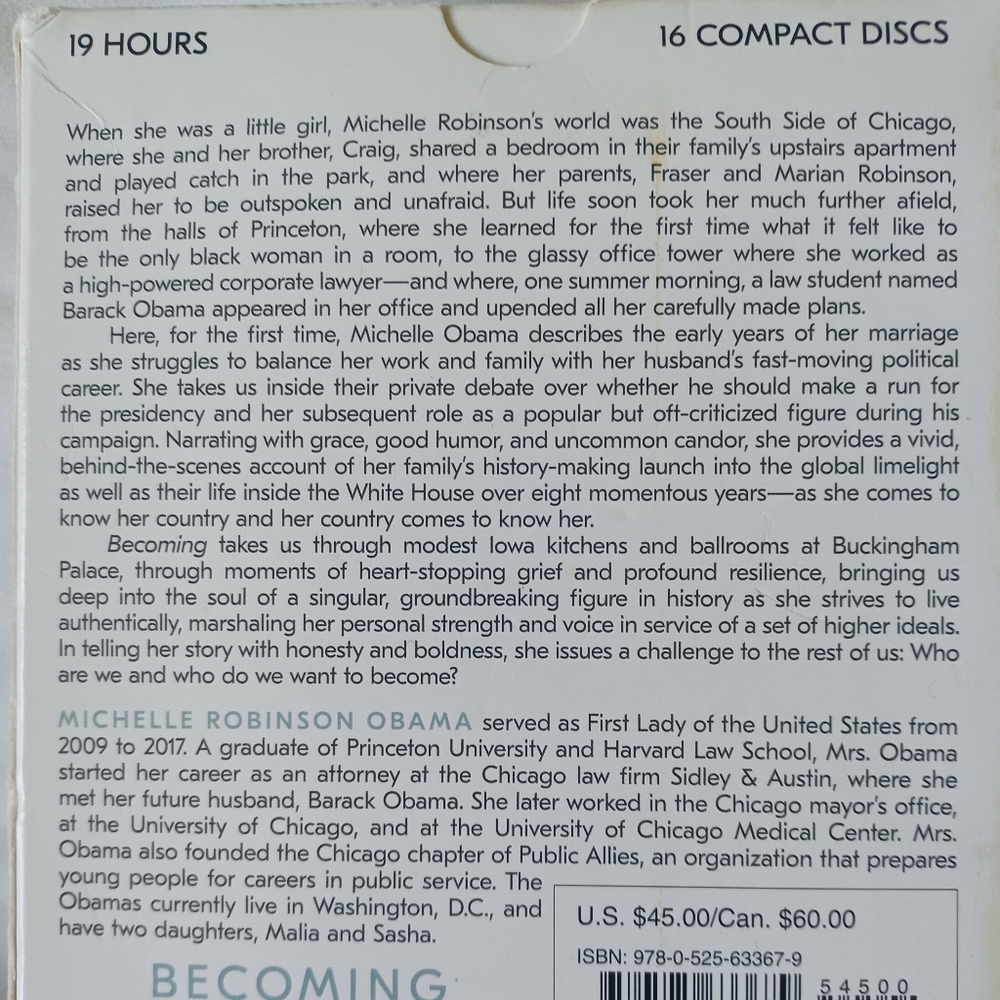 NEW (audio) book BECOMING Michelle Obama